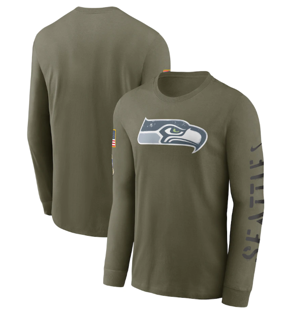 Men's Seattle Seahawks Olive 2022 Salute to Service Long Sleeve T-Shirt